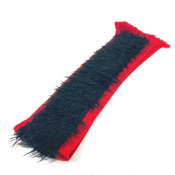 PRADA Bicolor fur Scarf wool / cotton Black/Red - Picture 2 of 9